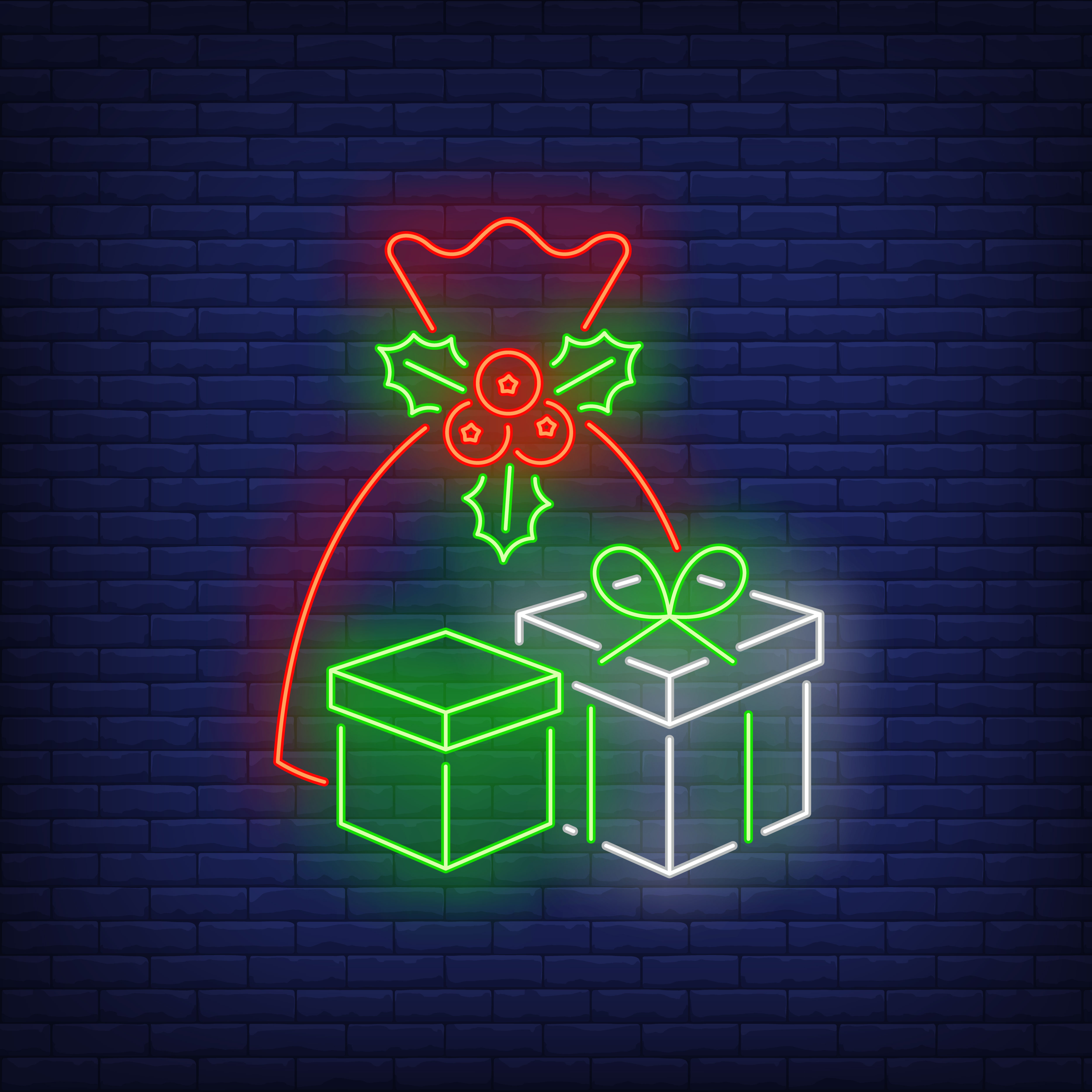 Christmas gifts in neon style